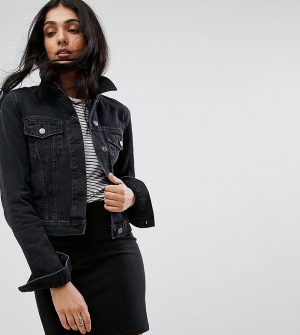 ASOS DESIGN Tall denim shrunken jacket in washed black