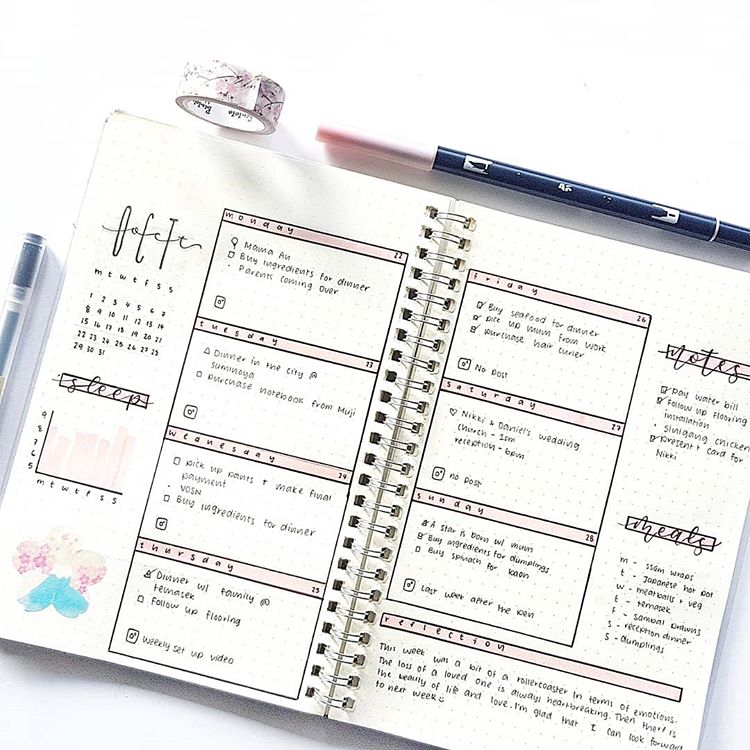 Bullet Journal Weekly Calendar Ideas