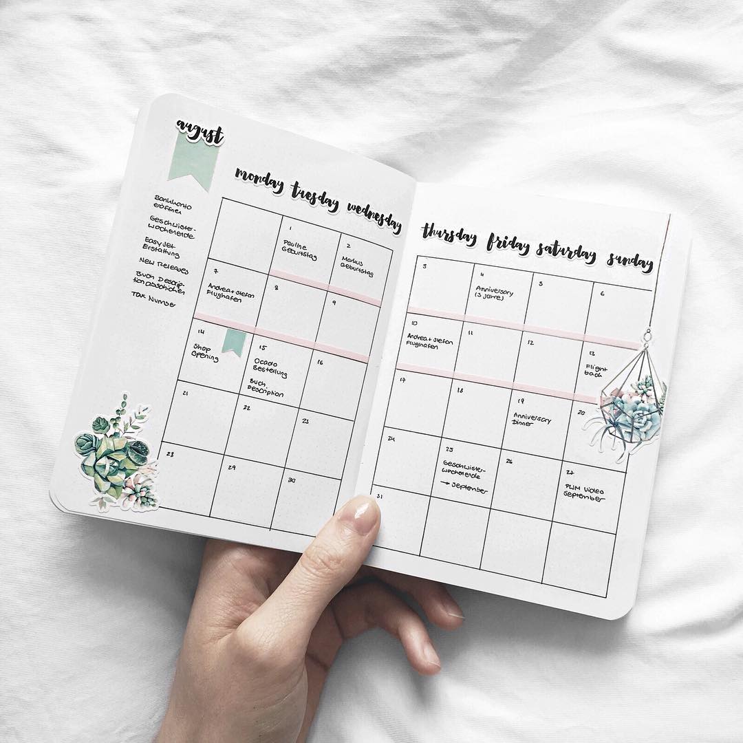 Simple Planner Monthly Set Up, Including 10+ Useful Bullet Journal Ideas  For The Blank Spreads