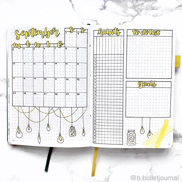 bullet journal monthly spread