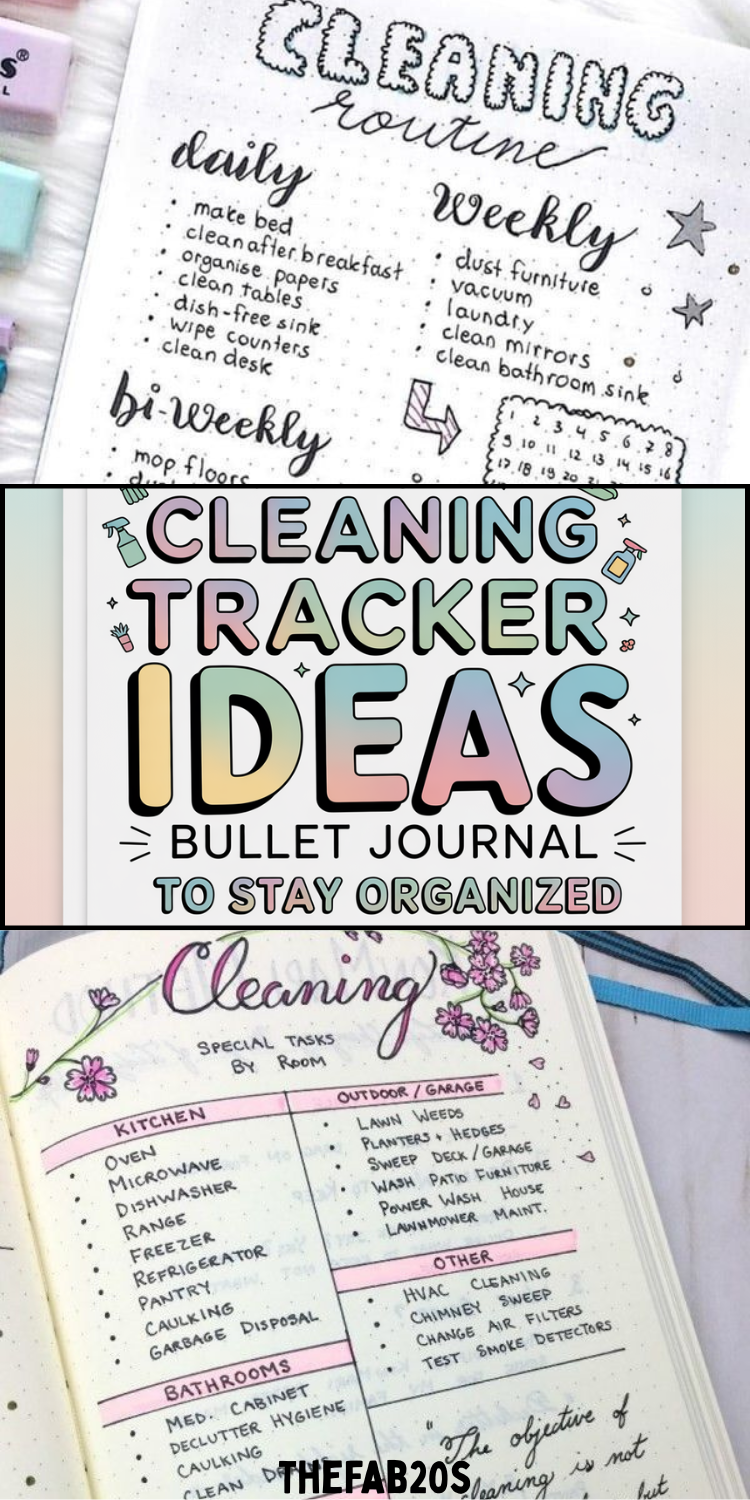 cleaning tracker bullet journal ideas - TheFab20s
