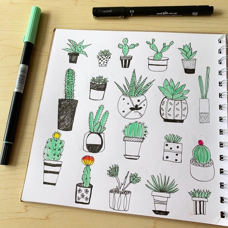 21 Amazing Succulent & Cactus Doodles To Try In Your Bullet Journal